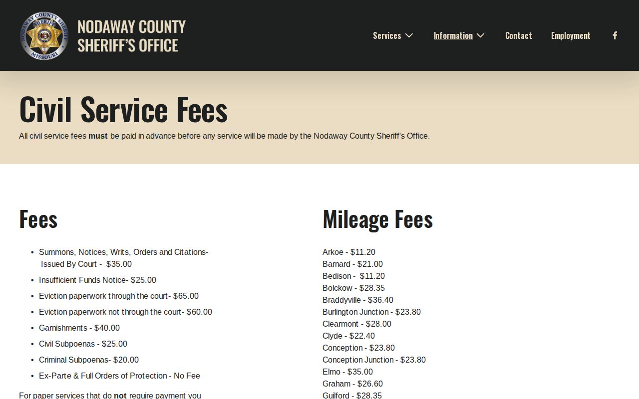 Nodaway County warrant record official source