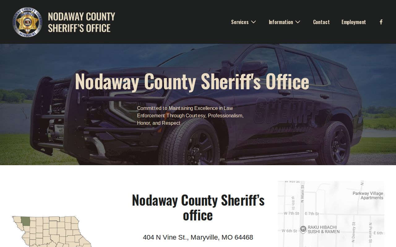 Nodaway County warrant records sheriff contact page